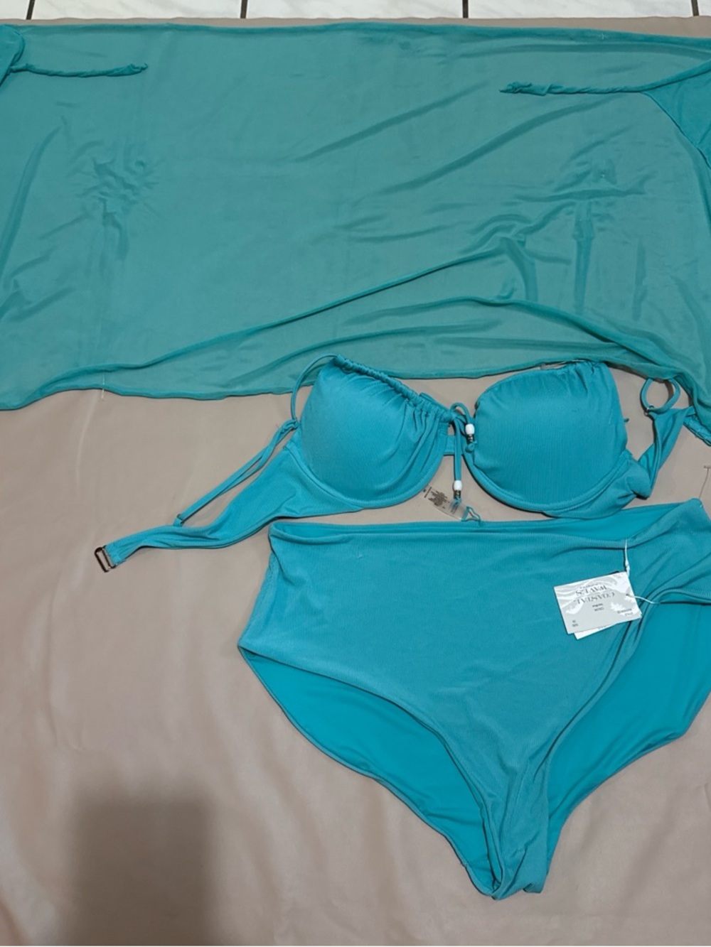Teal Women’s three Piece Swim Set with Cover-Up